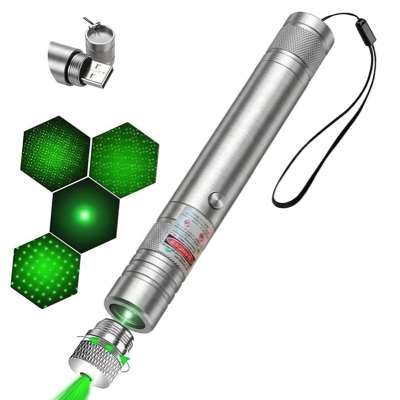 HardwareCity GREEN LASER Pointer USB Rechargeable SILVER